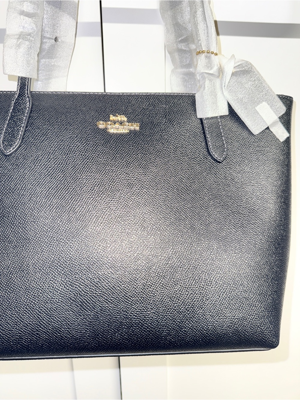 NEW Coach Black Leather Med/Large Bag with Gold Logo
